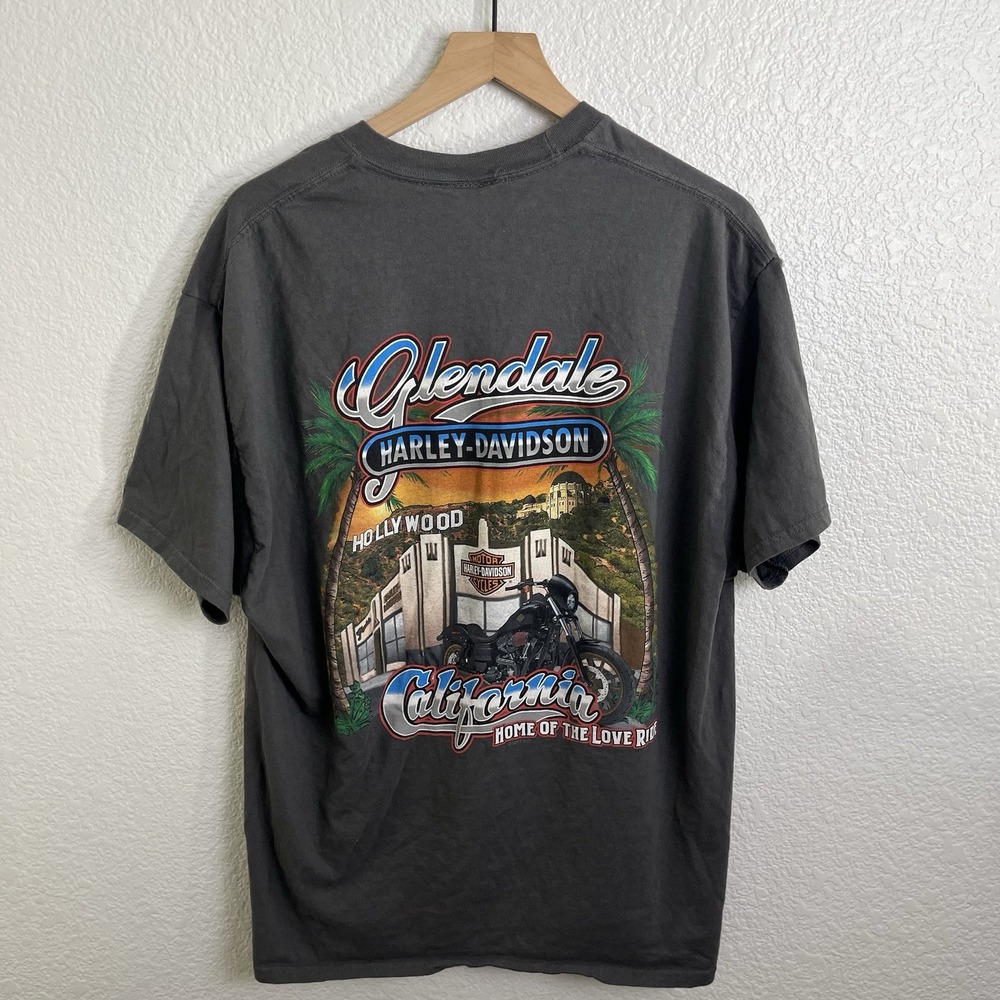 Harley Davidson Glendale Hollywood Men's T-shirt size XL Gray Motorcycles *Read*